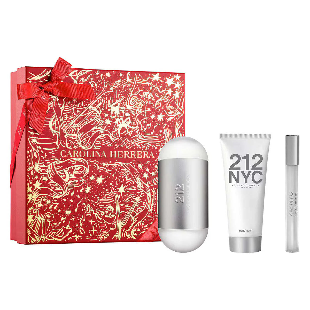 Estuche Carolina Herrera 212 EDT 100 ml + Mini 10 ml + Body Lotion 100 ml Mujer