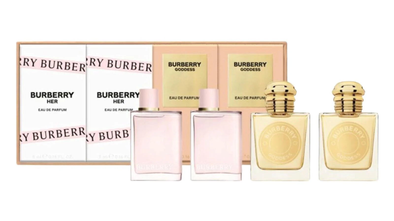 Estuche Burberry Her + Her + Goddess + Goddess Edp 5 Ml Set 4 Pcs Mini Mujer